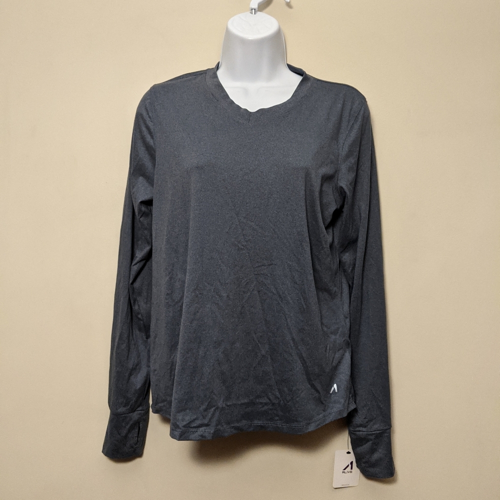 Alive Sport Gray Blue Long Sleeve Shirt S New